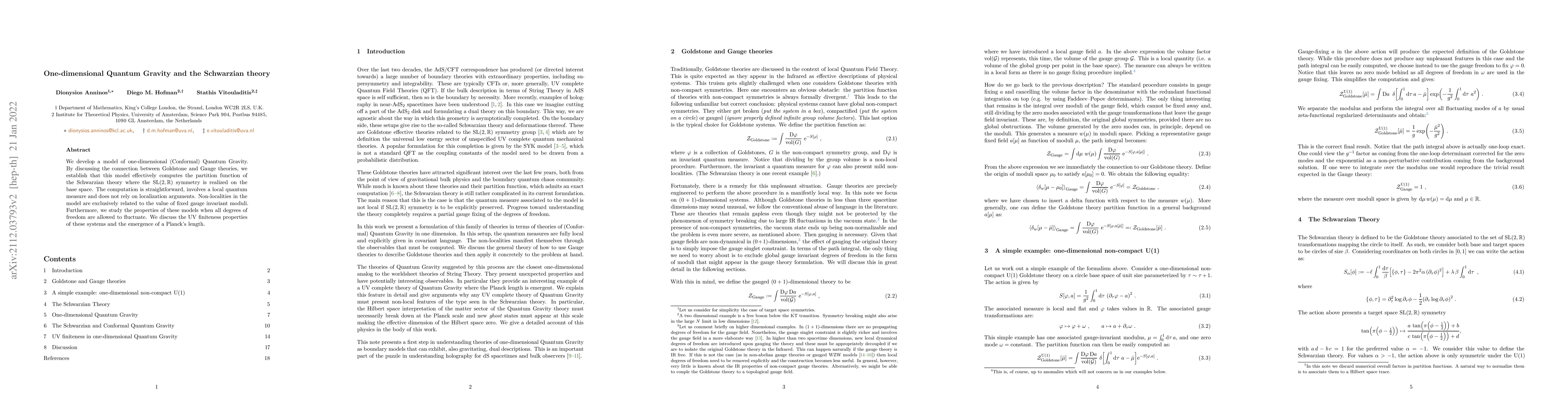 Thumbnail for One-dimensional Quantum Gravity and the Schwarzian theory