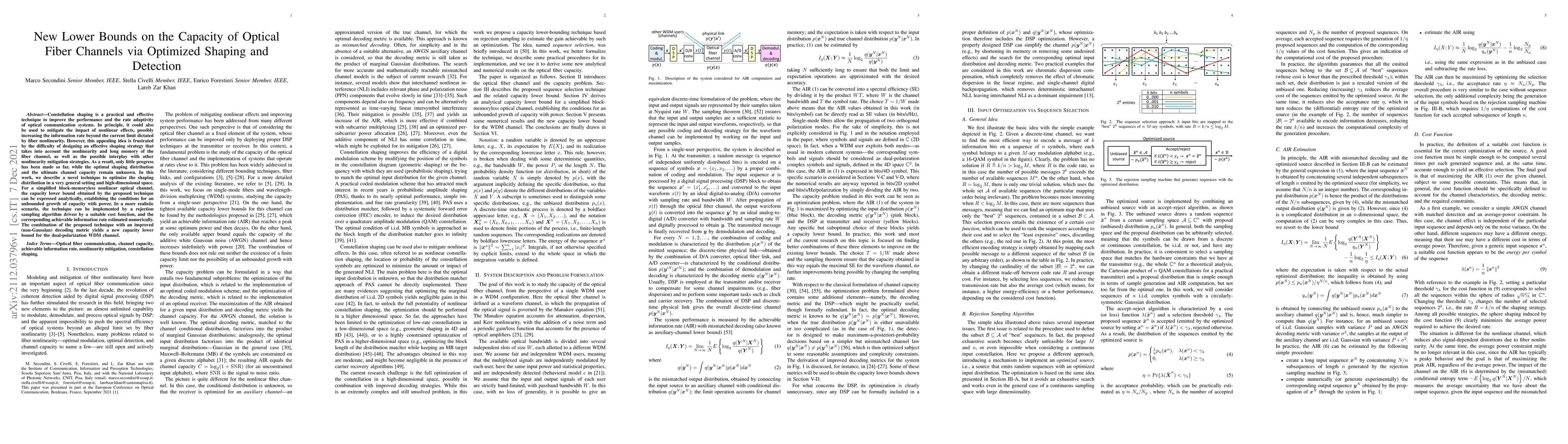 Thumbnail for New Lower Bounds on the Capacity of Optical Fiber Channels via Optimized
  Shaping and Detection