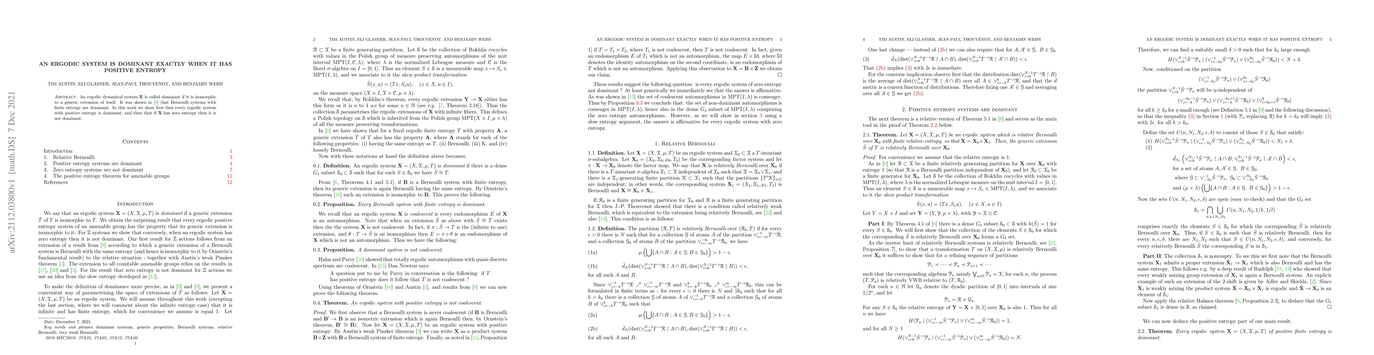 Thumbnail for An ergodic system is dominant exactly when it has positive entropy