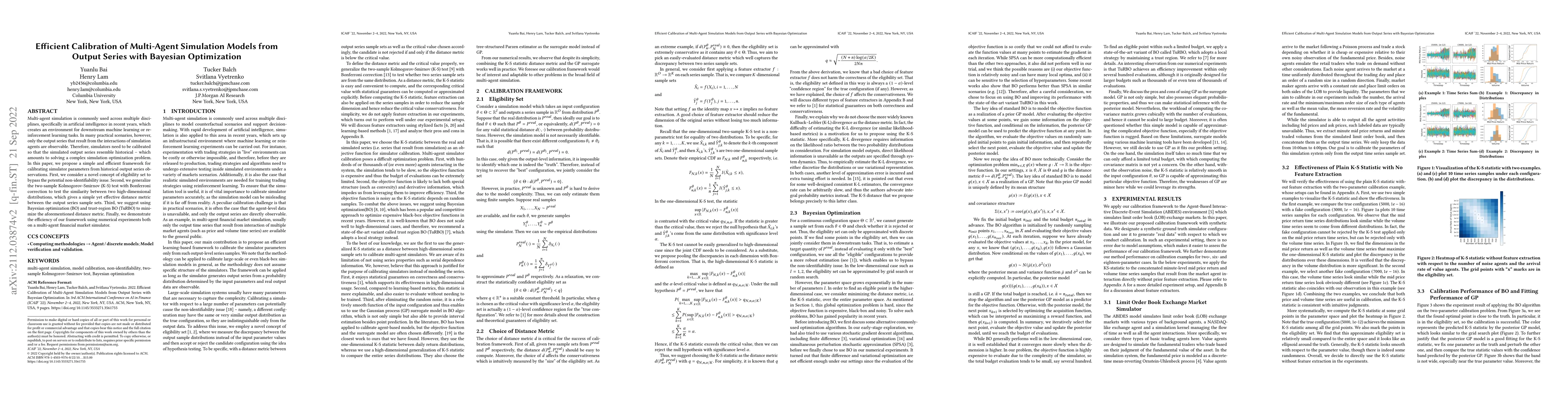 Thumbnail for Efficient Calibration of Multi-Agent Simulation Models from Output
  Series with Bayesian Optimization