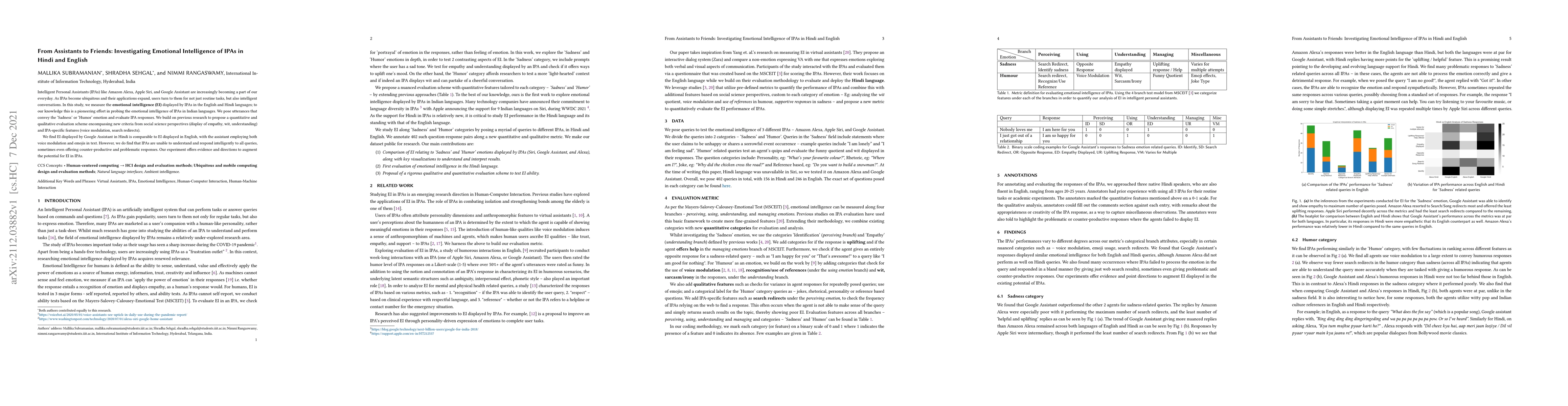 Thumbnail for From Assistants to Friends: Investigating Emotional Intelligence of IPAs
  in Hindi and English
