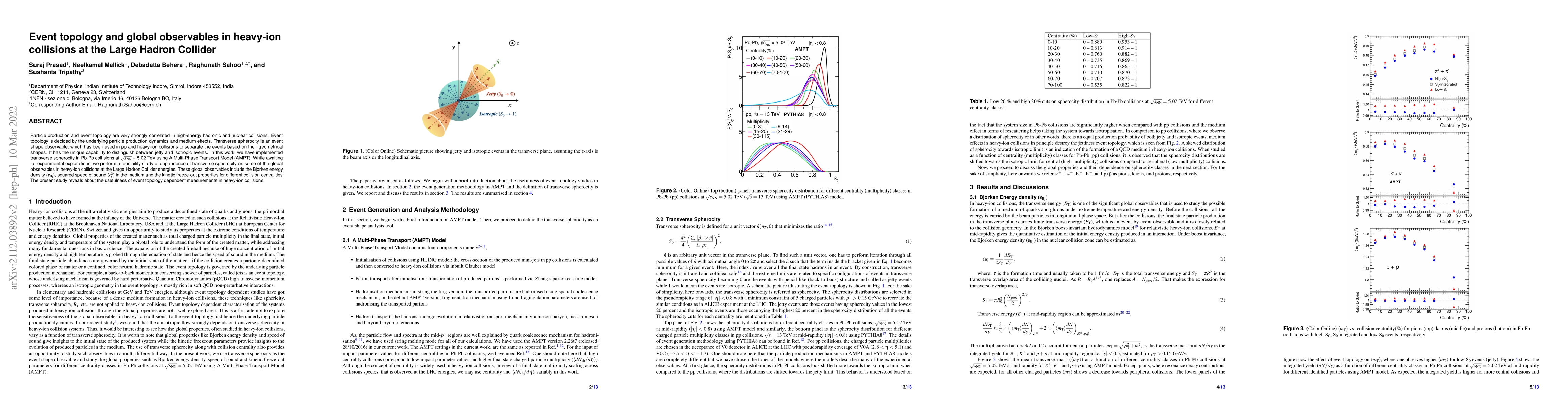 Thumbnail for Event topology and global observables in heavy-ion collisions at the
  Large Hadron Collider