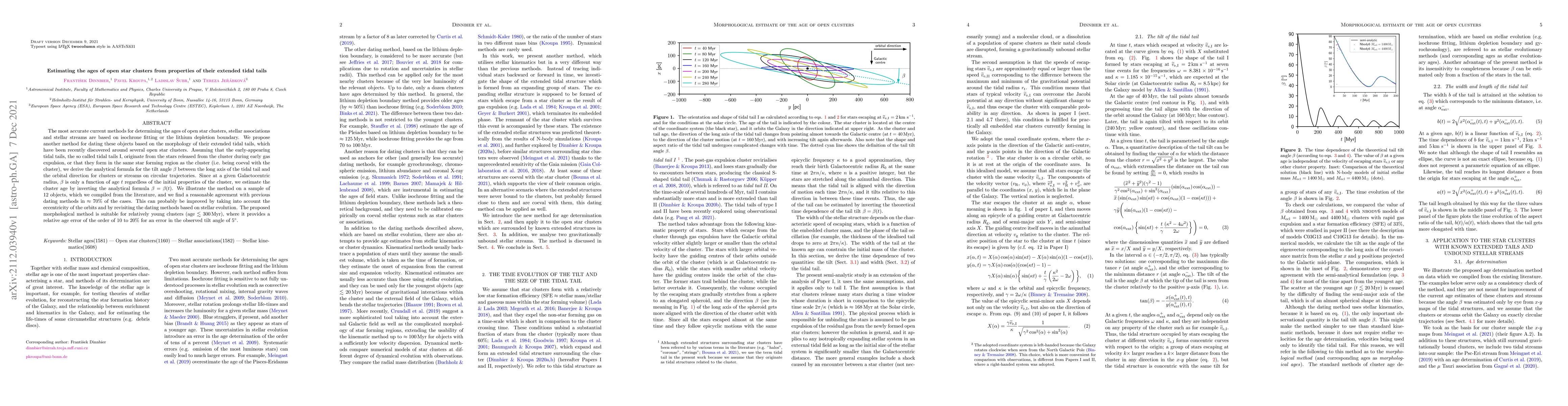 Thumbnail for Estimating the ages of open star clusters from properties of their
  extended tidal tails