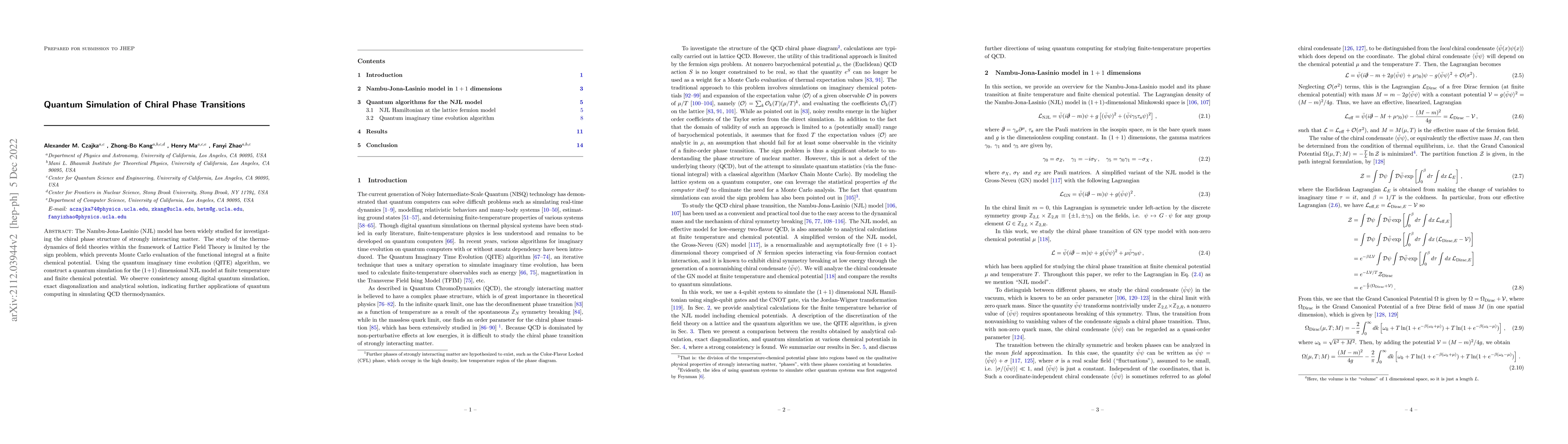 Thumbnail for Quantum Simulation of Chiral Phase Transitions