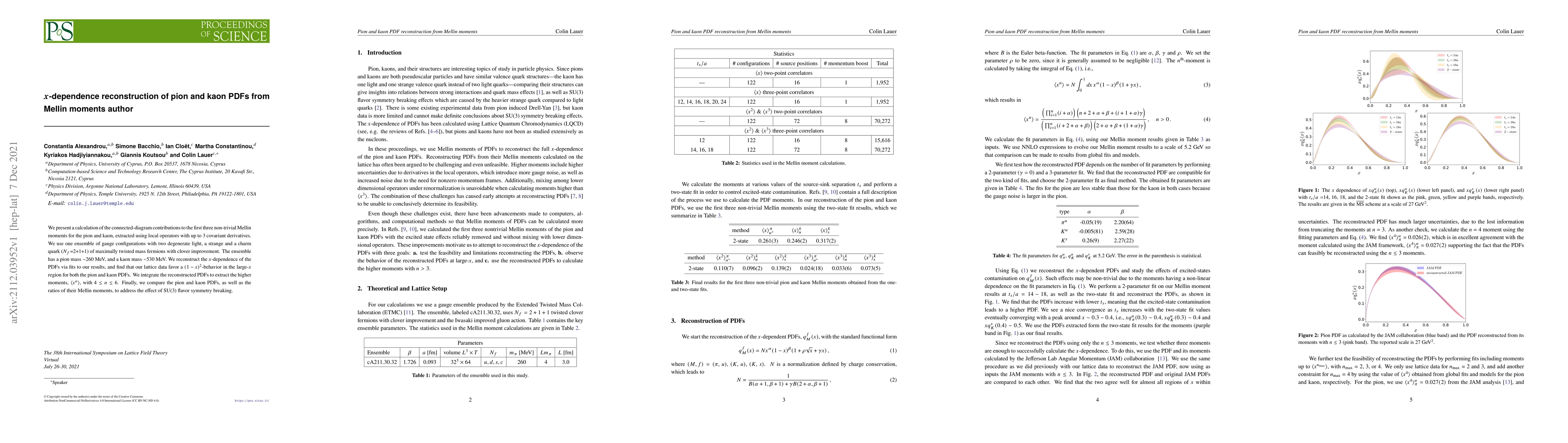 Thumbnail for $x$-dependence reconstruction of pion and kaon PDFs from Mellin moments