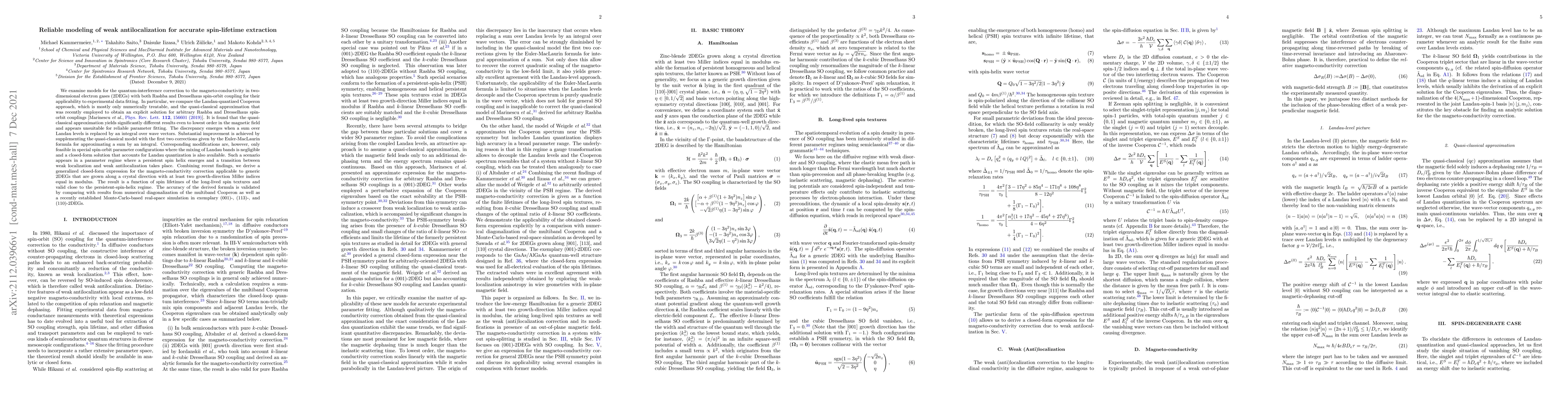 Thumbnail for Reliable modeling of weak antilocalization for accurate spin-lifetime
  extraction