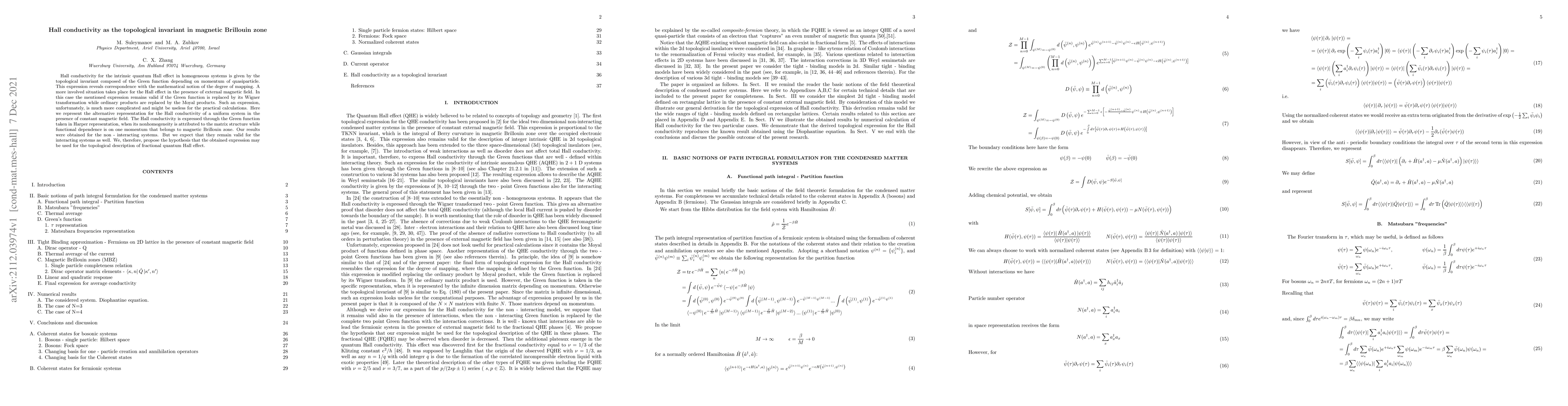 Thumbnail for Hall conductivity as the topological invariant in magnetic Brillouin
  zone