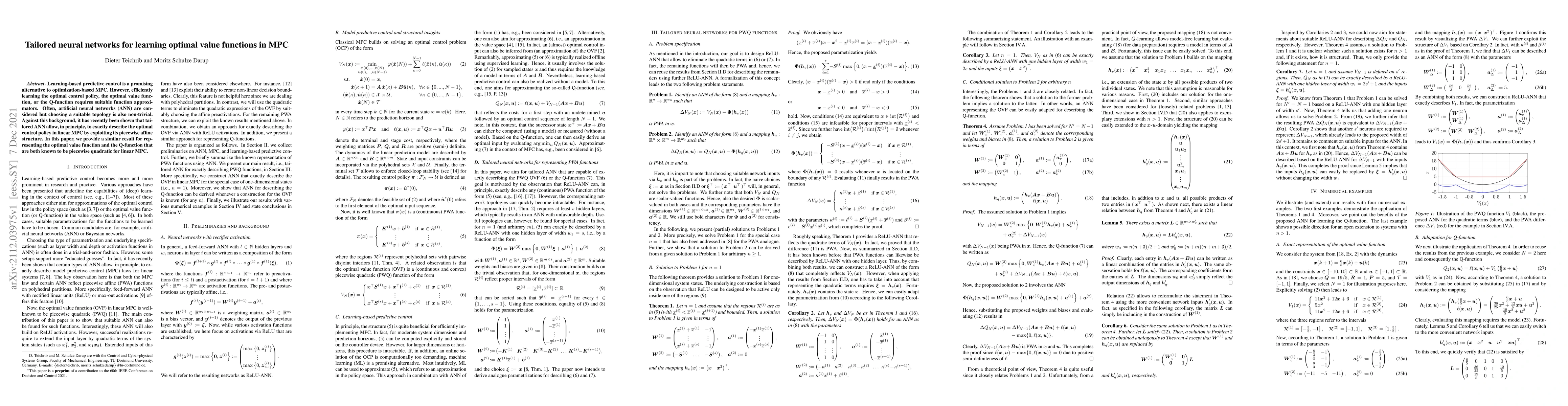 Thumbnail for Tailored neural networks for learning optimal value functions in MPC