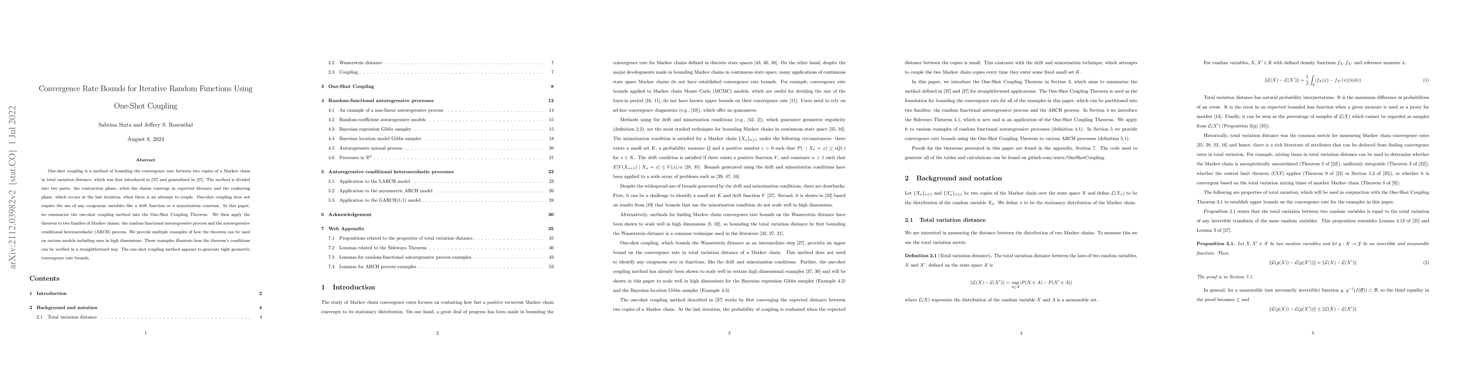 Thumbnail for Convergence rate bounds for iterative random functions using one-shot
  coupling