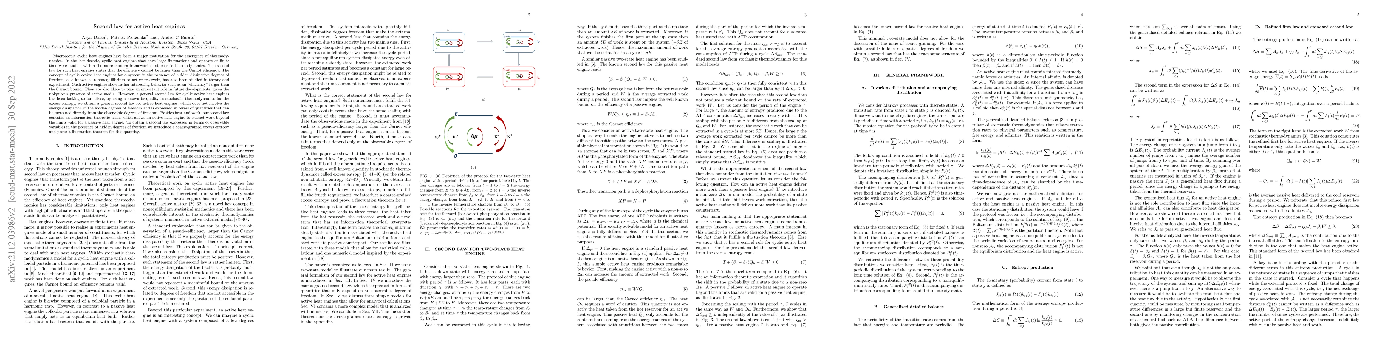 Thumbnail for Second law for active heat engines