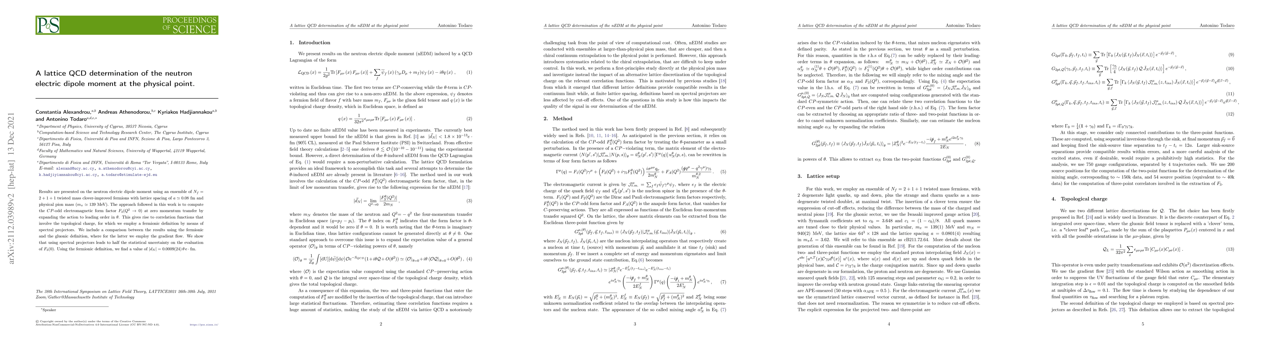 Thumbnail for A lattice QCD determination of the neutron electric dipole moment at the
  physical point