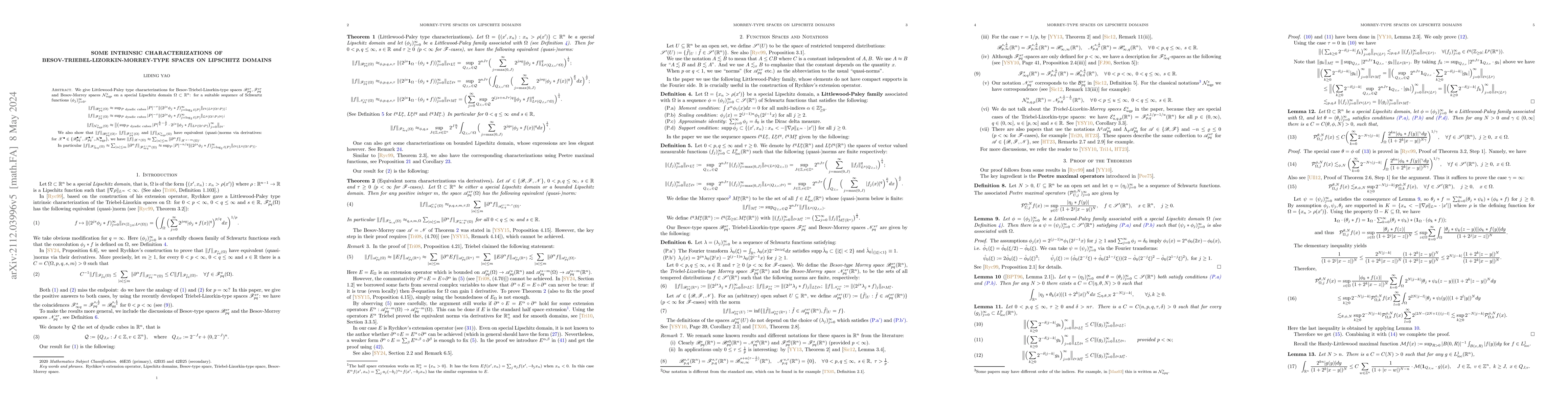 Thumbnail for Some Intrinsic Characterizations of Besov-Triebel-Lizorkin-Morrey-type
  Spaces on Lipschitz Domains