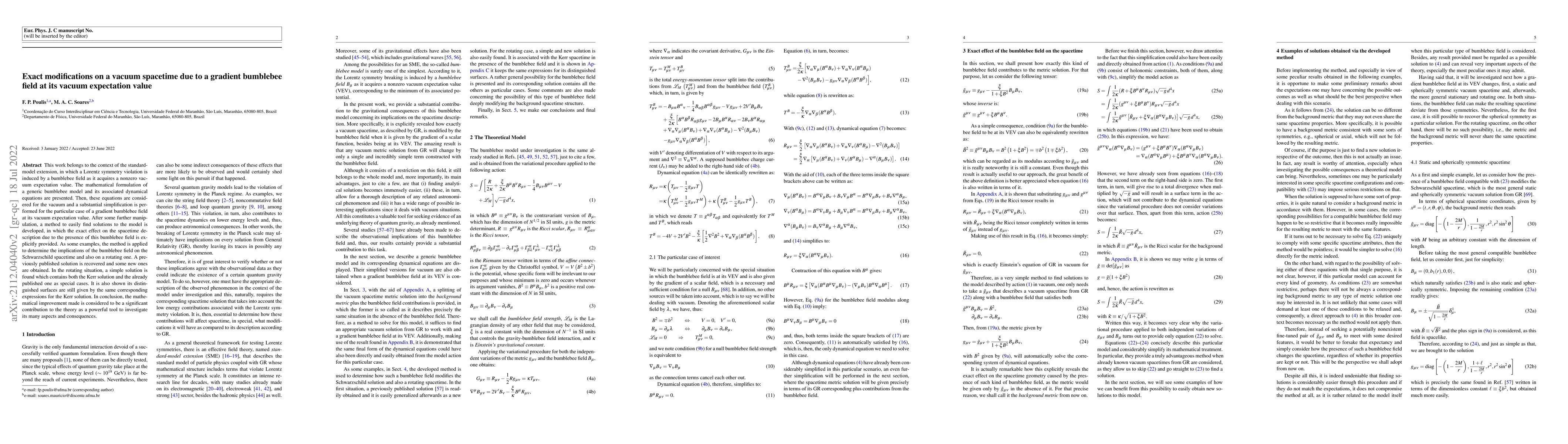 Thumbnail for Exact modifications on a vacuum spacetime due to a gradient bumblebee
  field at its vacuum expectation value