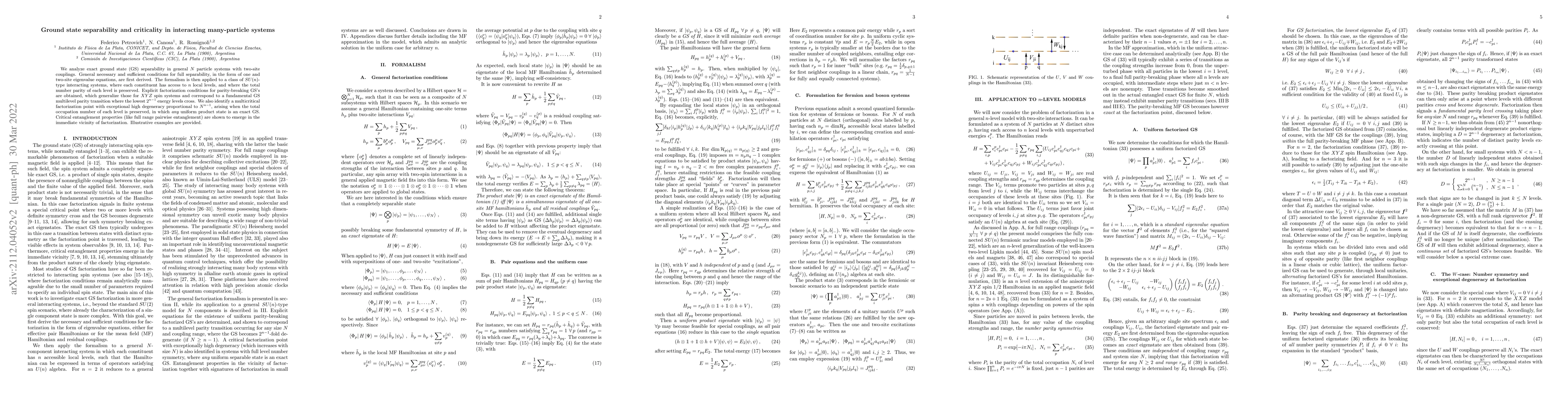 Thumbnail for Ground state separability and criticality in interacting many-particle
  systems