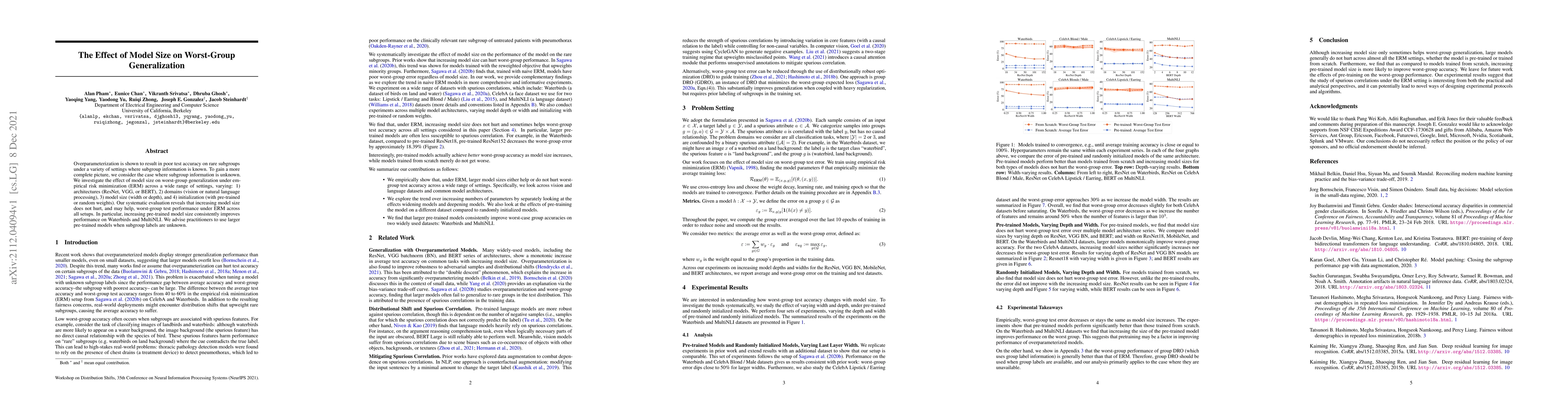 Thumbnail for The Effect of Model Size on Worst-Group Generalization