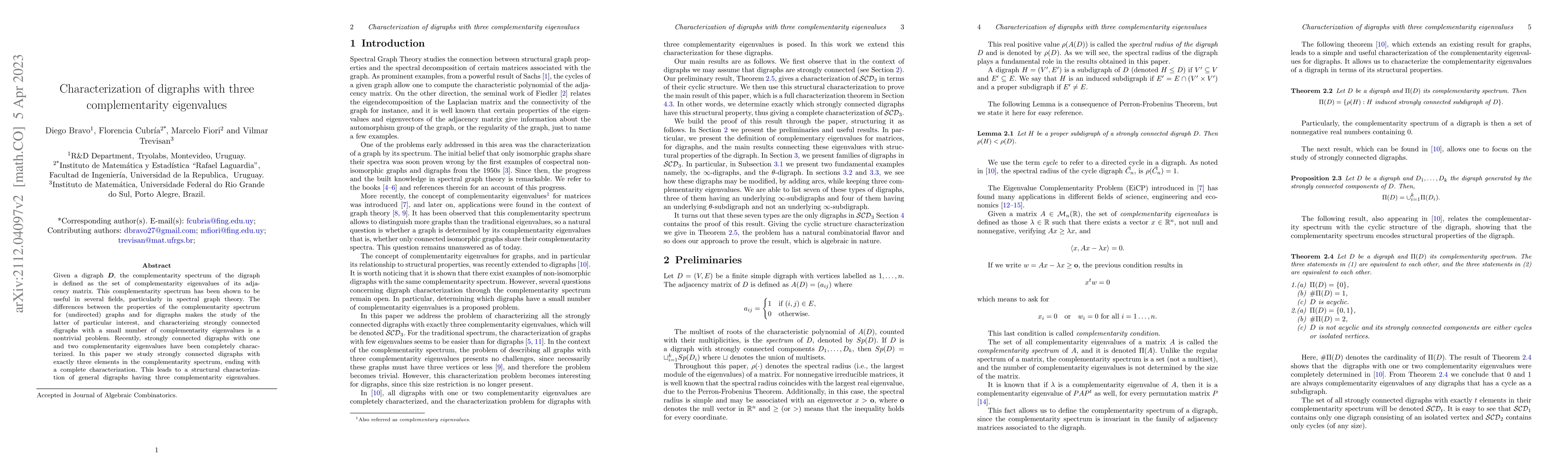Thumbnail for Characterization of digraphs with three complementarity eigenvalues