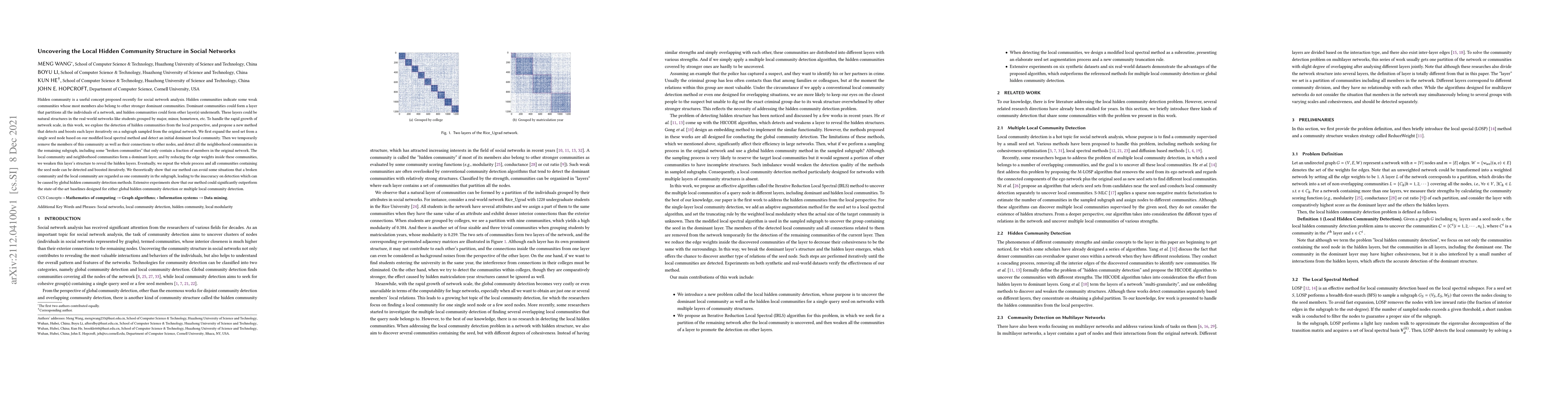 Thumbnail for Uncovering the Local Hidden Community Structure in Social Networks