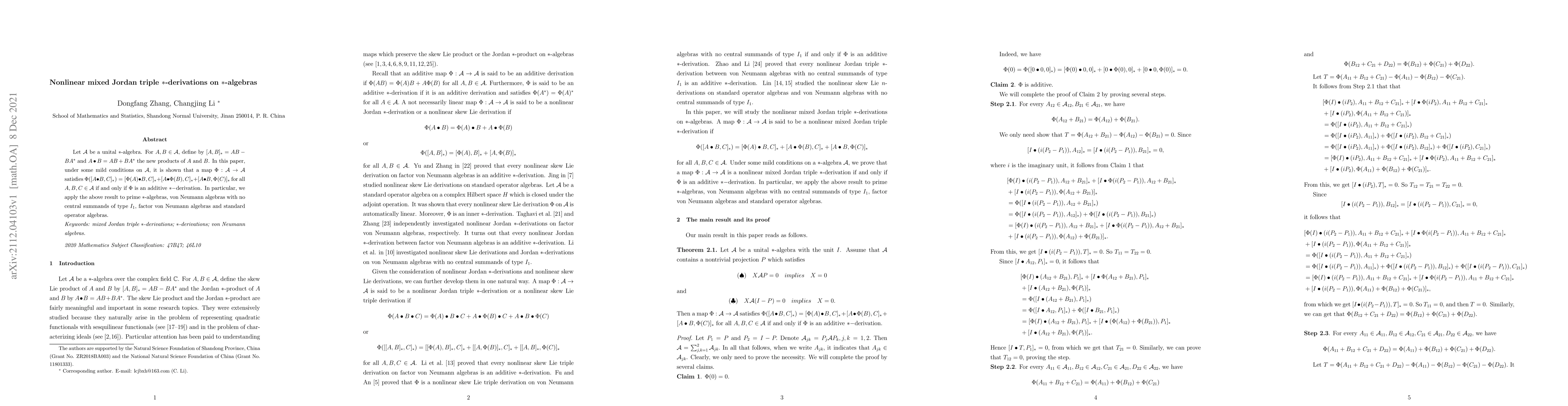 Thumbnail for Nonlinear mixed Jordan triple *-derivations on *-algebras