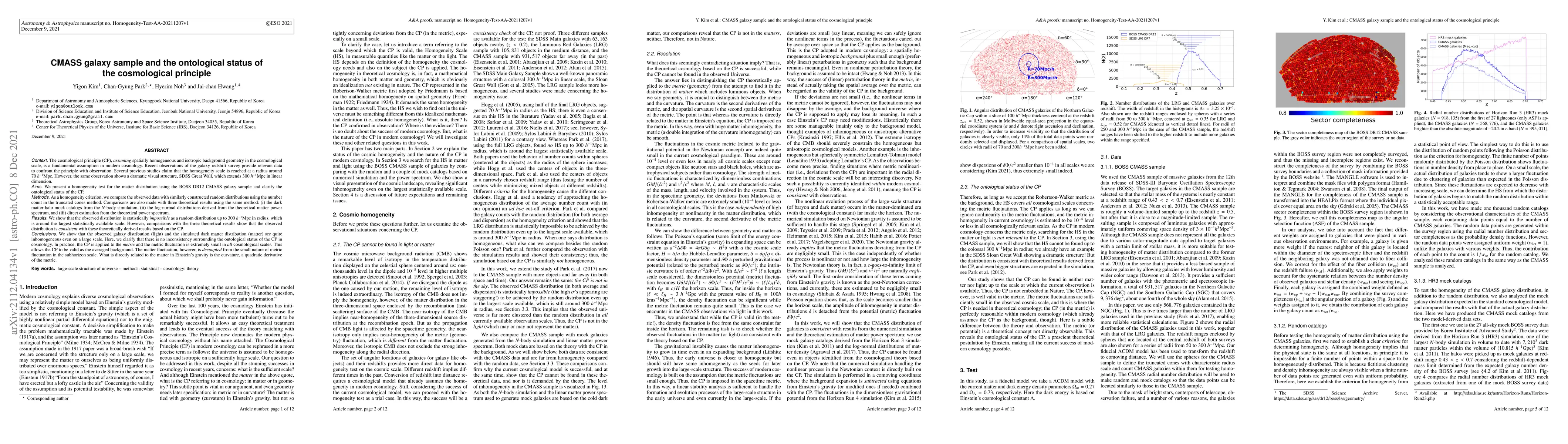 Thumbnail for CMASS galaxy sample and the ontological status of the cosmological
  principle
