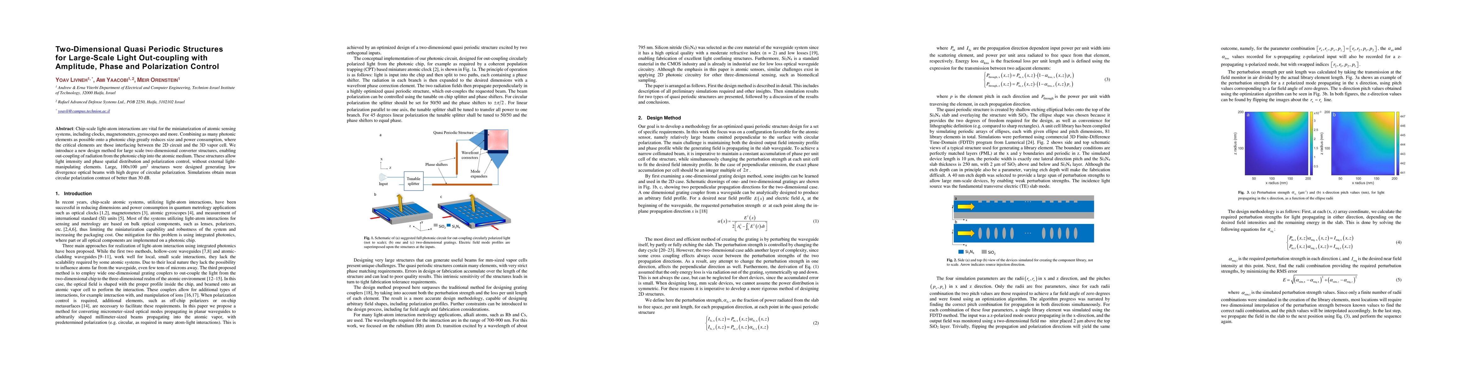 Thumbnail for Two-Dimensional Quasi Periodic Structures for Large-Scale Light
  Out-coupling with Amplitude, Phase and Polarization Control