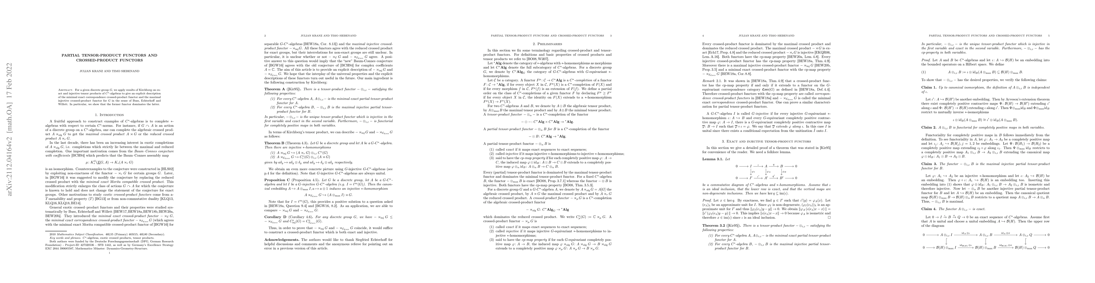 Thumbnail for Partial tensor-product functors and crossed-product functors