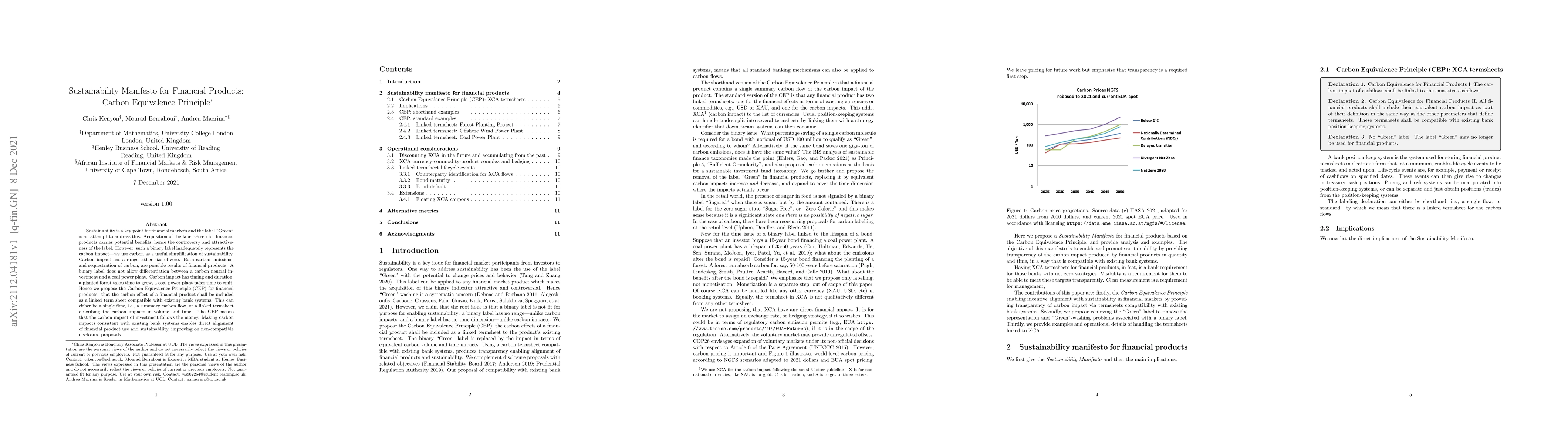 Thumbnail for Sustainability Manifesto for Financial Products: Carbon Equivalence
  Principle