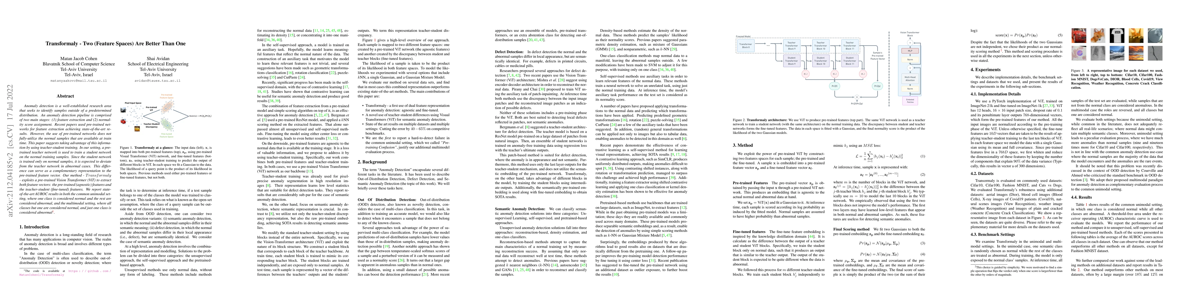 Thumbnail for Transformaly -- Two (Feature Spaces) Are Better Than One