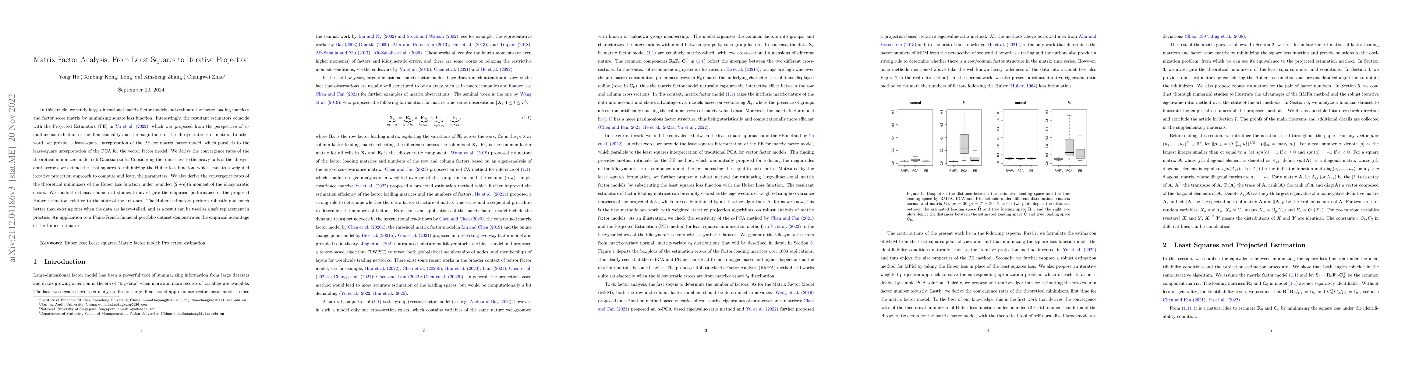 Thumbnail for Matrix Factor Analysis: From Least Squares to Iterative Projection