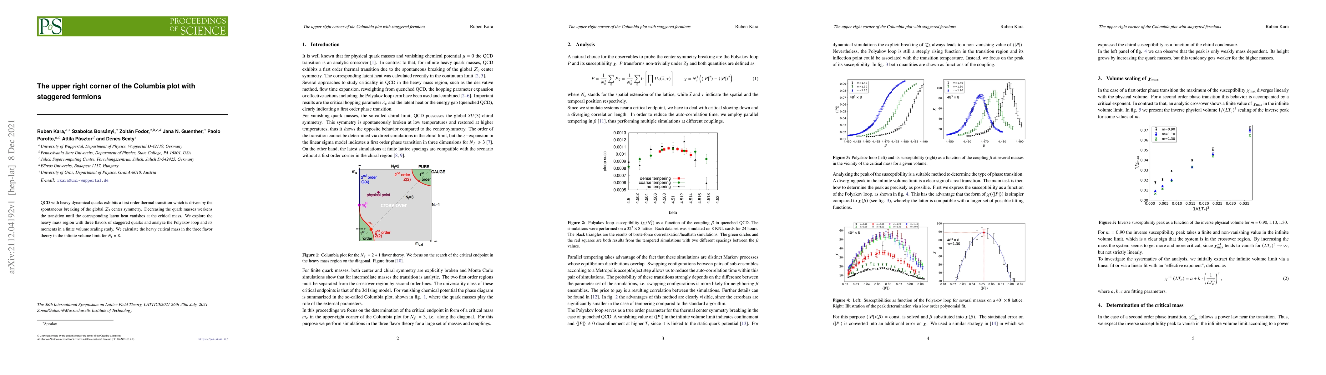 Thumbnail for The upper right corner of the Columbia plot with staggered fermions