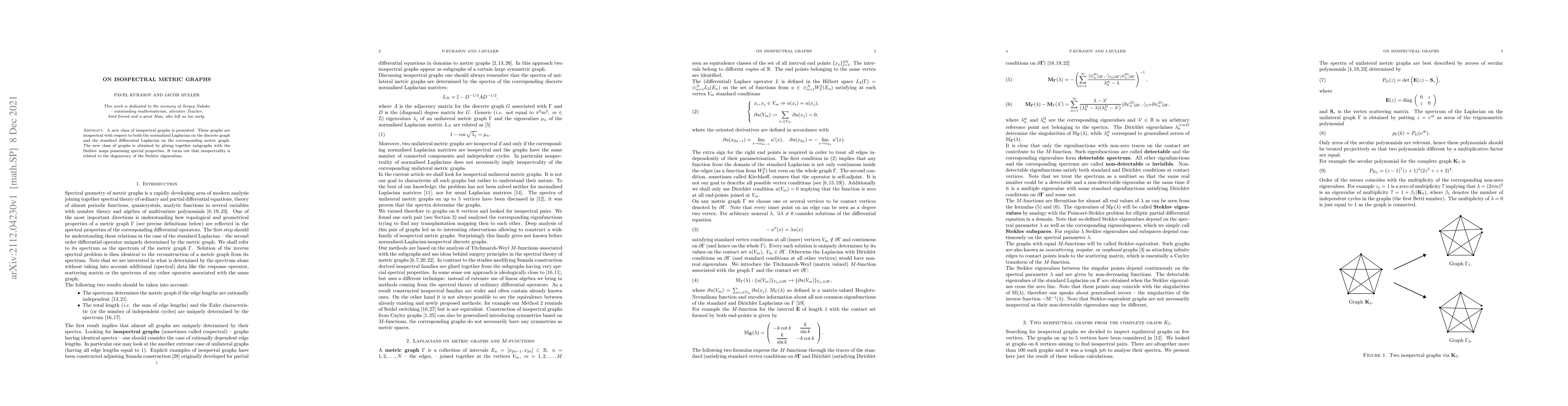 Thumbnail for On isospectral metric graphs