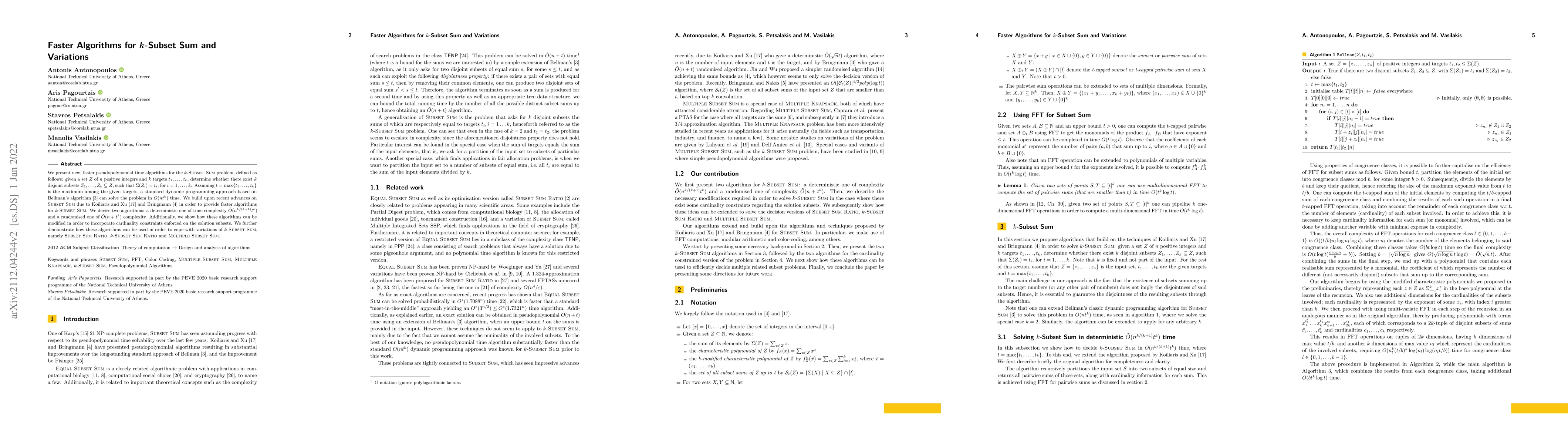 Thumbnail for Faster Algorithms for $k$-Subset Sum and Variations