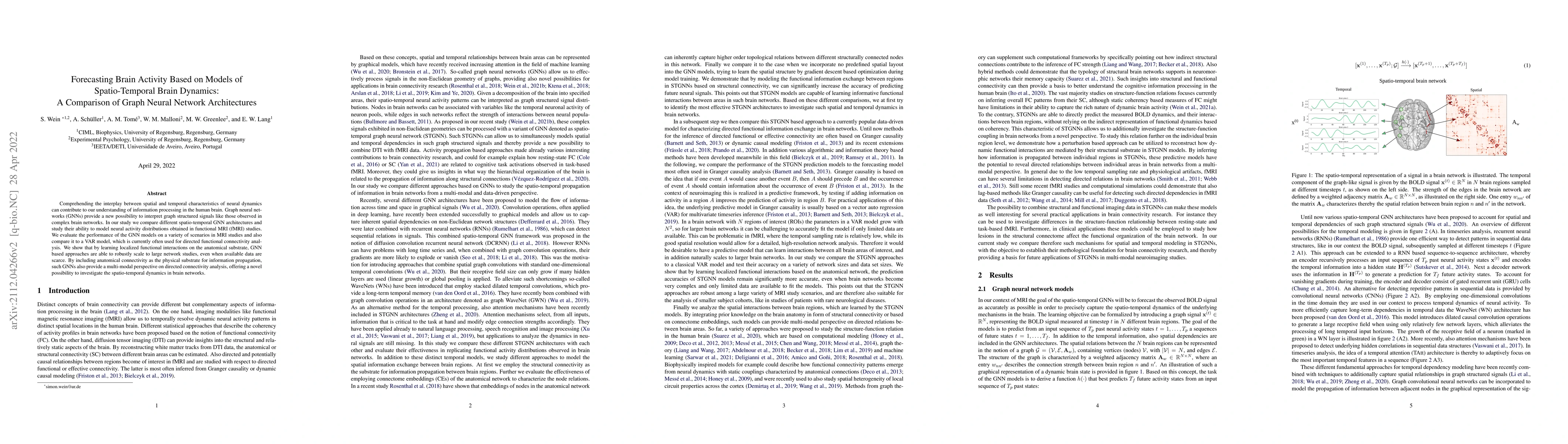 Thumbnail for Forecasting Brain Activity Based on Models of Spatio-Temporal Brain
  Dynamics: A Comparison of Graph Neural Network Architectures