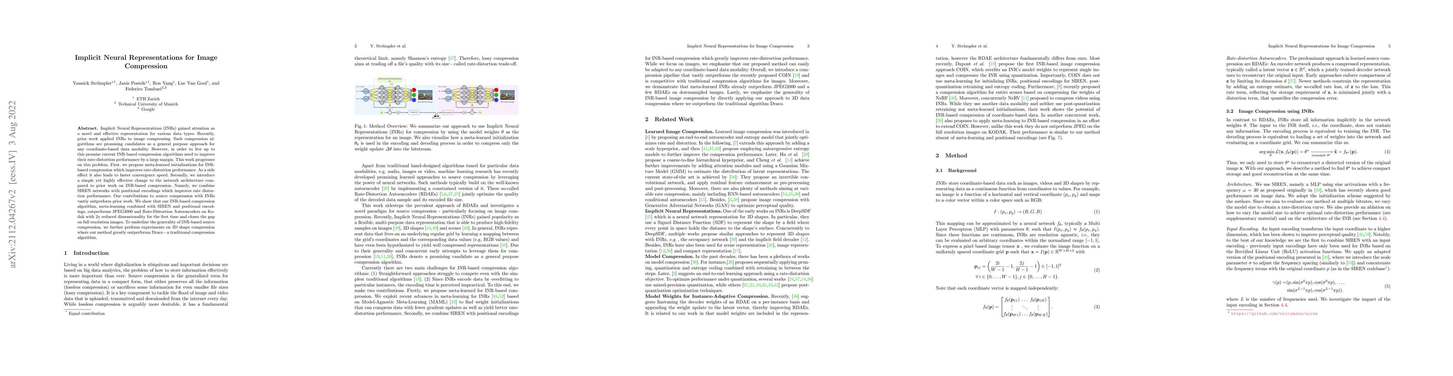 Thumbnail for Implicit Neural Representations for Image Compression