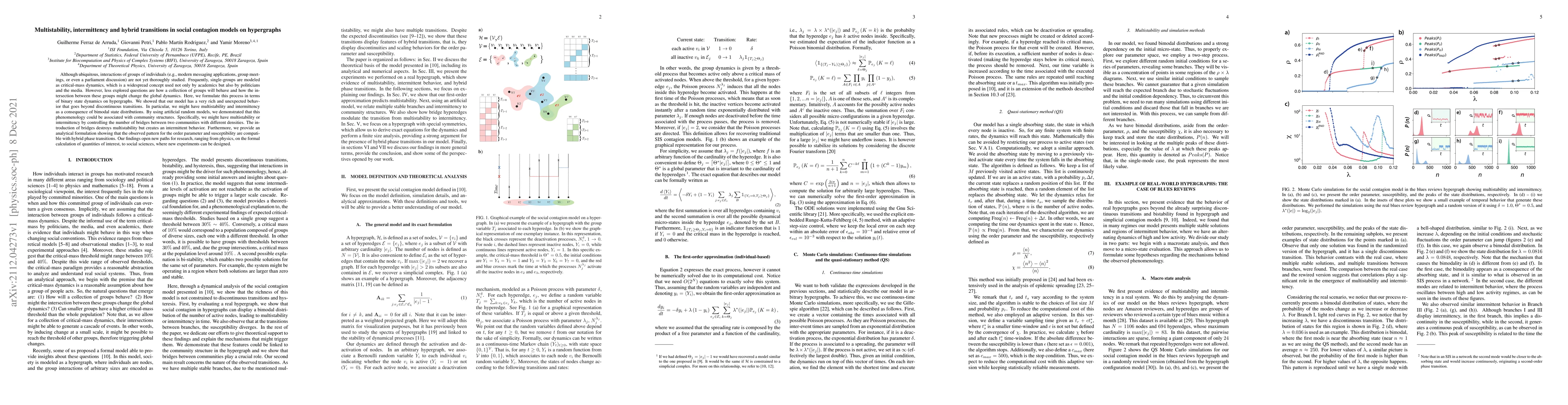 Thumbnail for Multistability, intermittency and hybrid transitions in social contagion
  models on hypergraphs