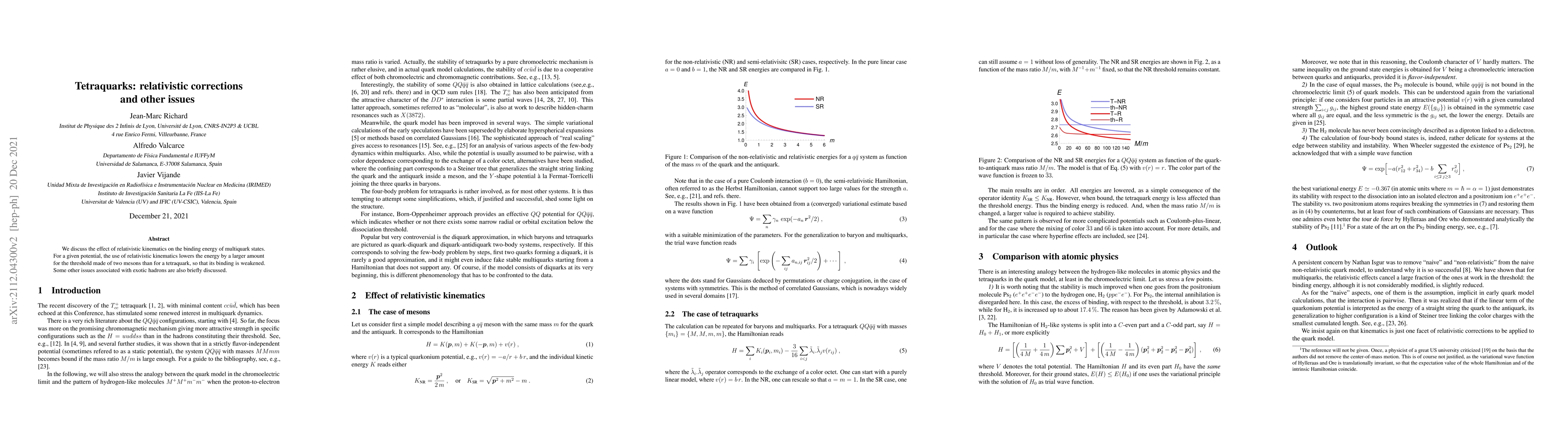 Thumbnail for Tetraquarks: relativistic corrections and other issues
