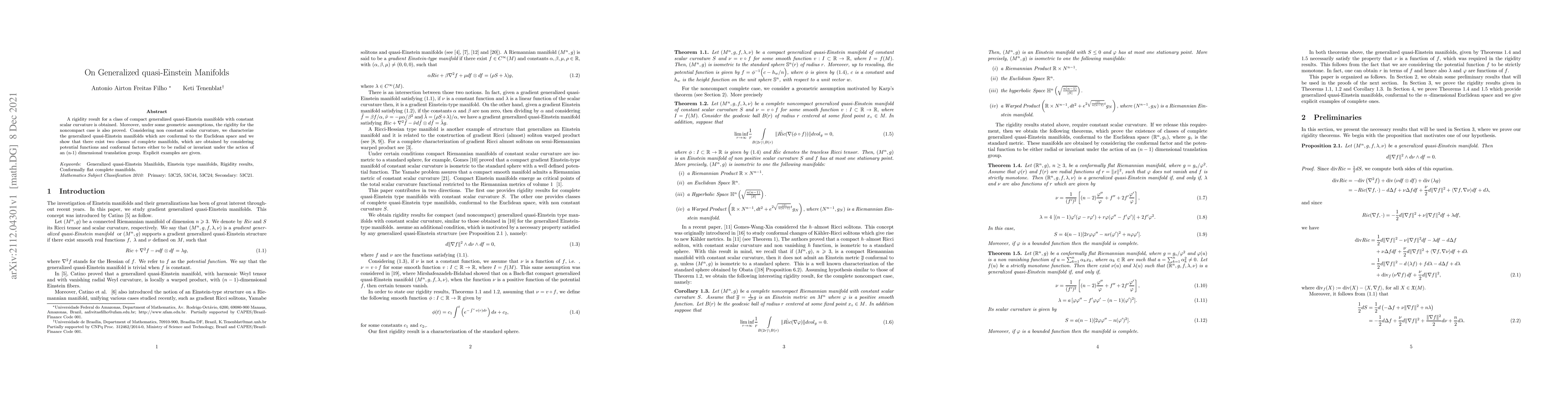 Thumbnail for On generalized quasi-Einstein manifolds