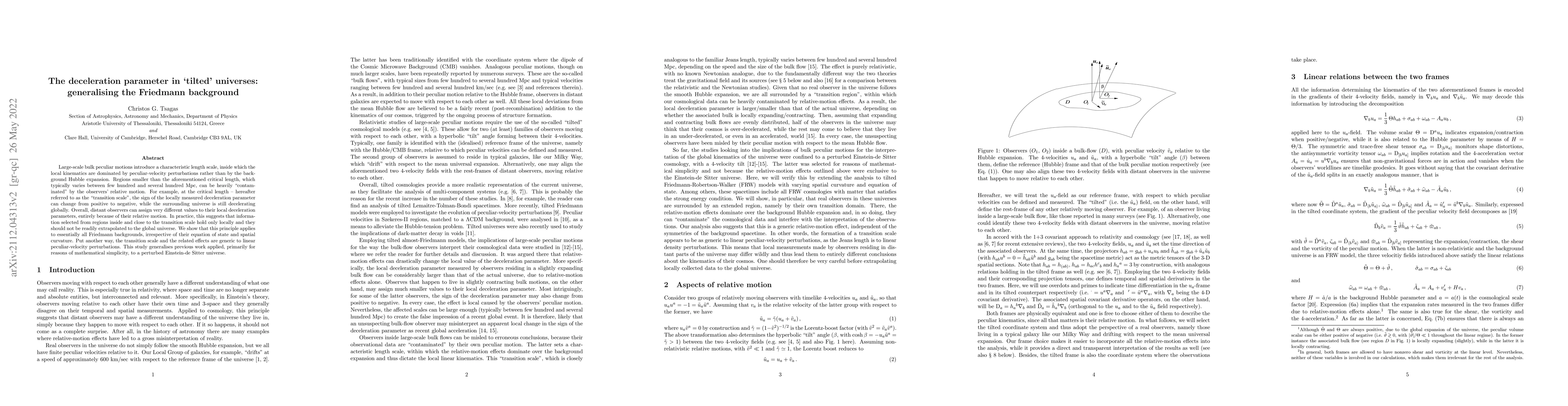 Thumbnail for The deceleration parameter in `tilted' universes: generalising the
  Friedmann background