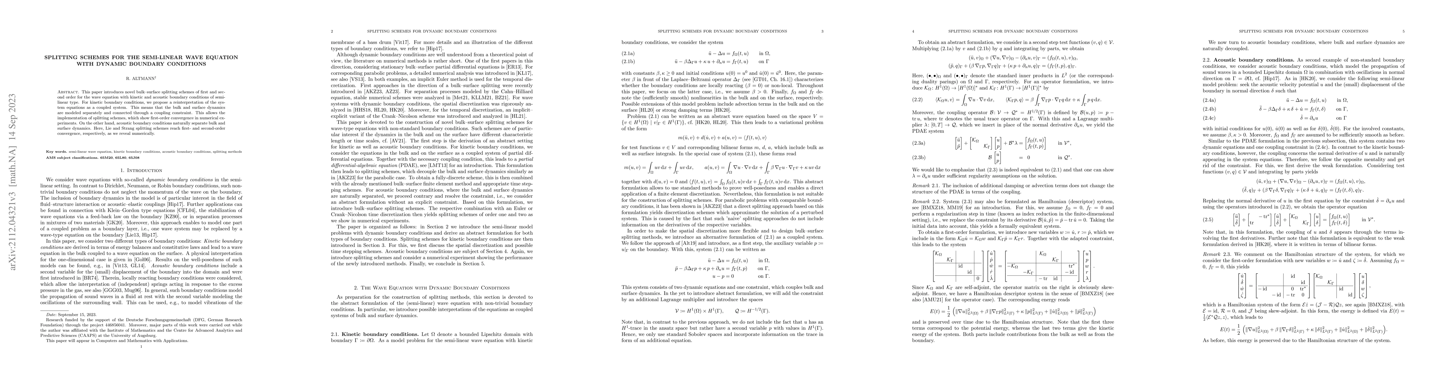 Thumbnail for Splitting schemes for the semi-linear wave equation with dynamic
  boundary conditions