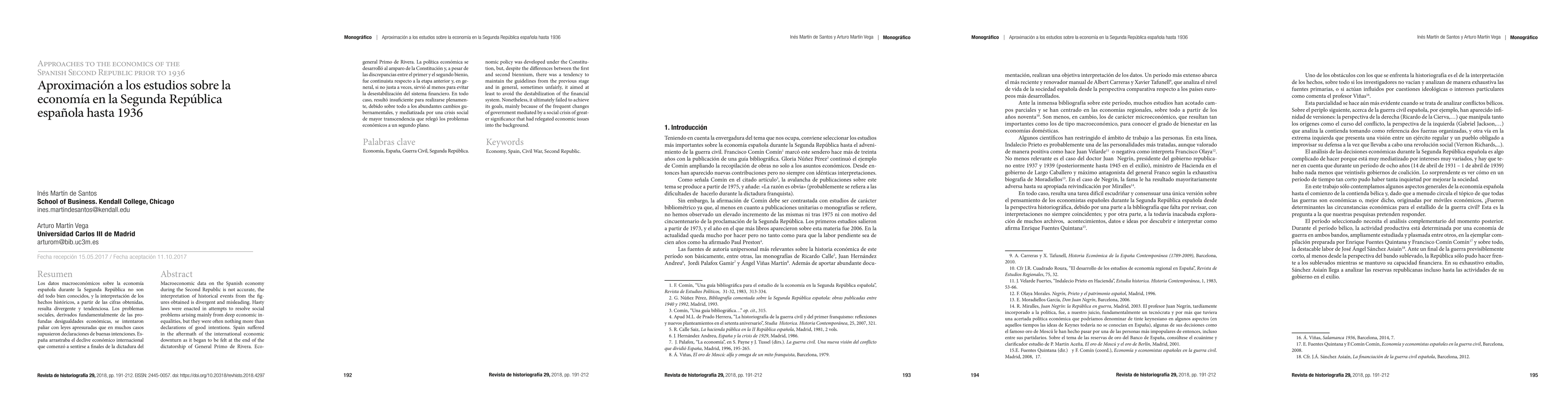 Thumbnail for Aproximacion a los estudios sobre la economia en la Segunda Republica
  espanola hasta 1936 -- Approaches to the economics of the Spanish Second
  Republic prior to 1936