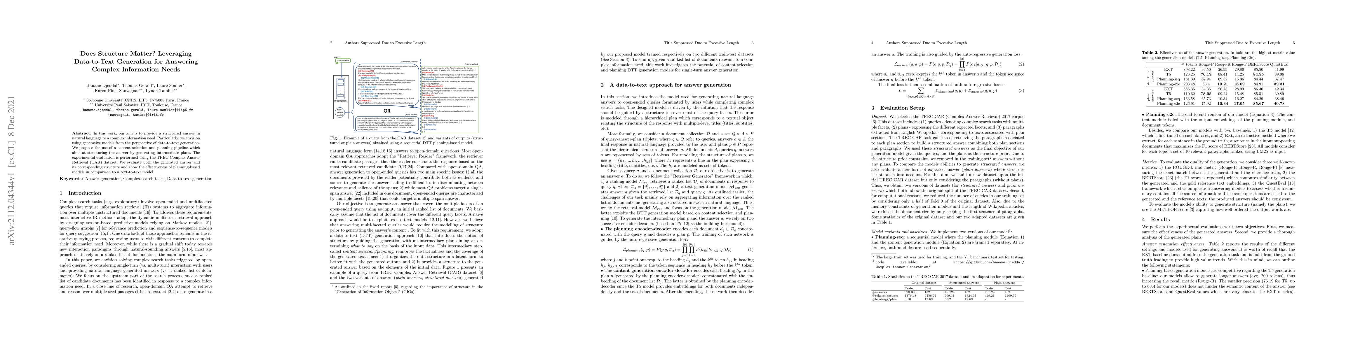Thumbnail for Does Structure Matter? Leveraging Data-to-Text Generation for Answering
  Complex Information Needs