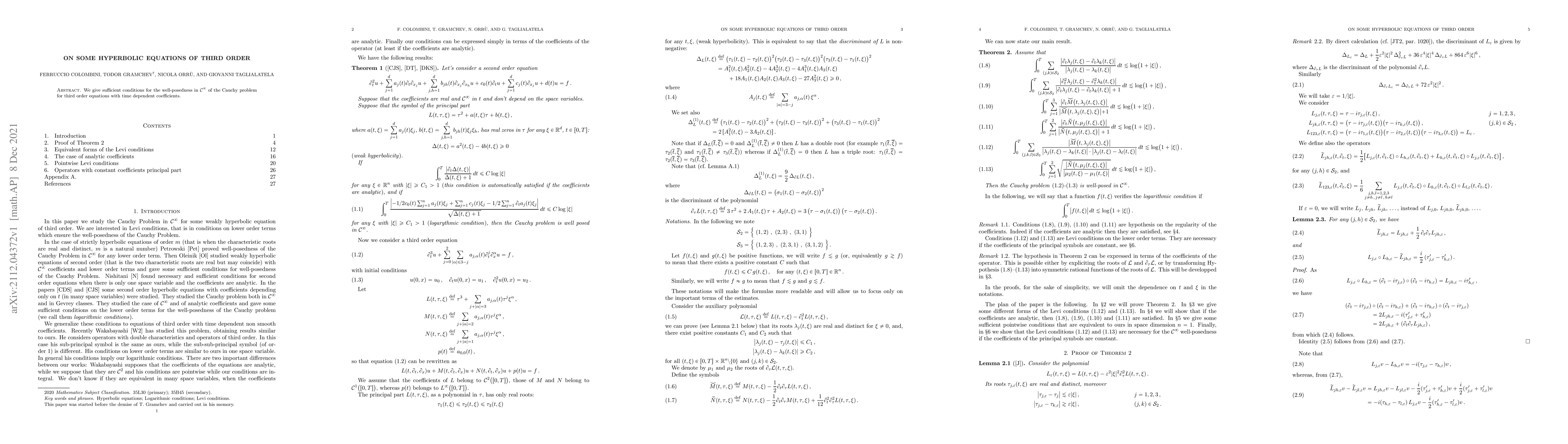 Thumbnail for On some hyperbolic equations of third order