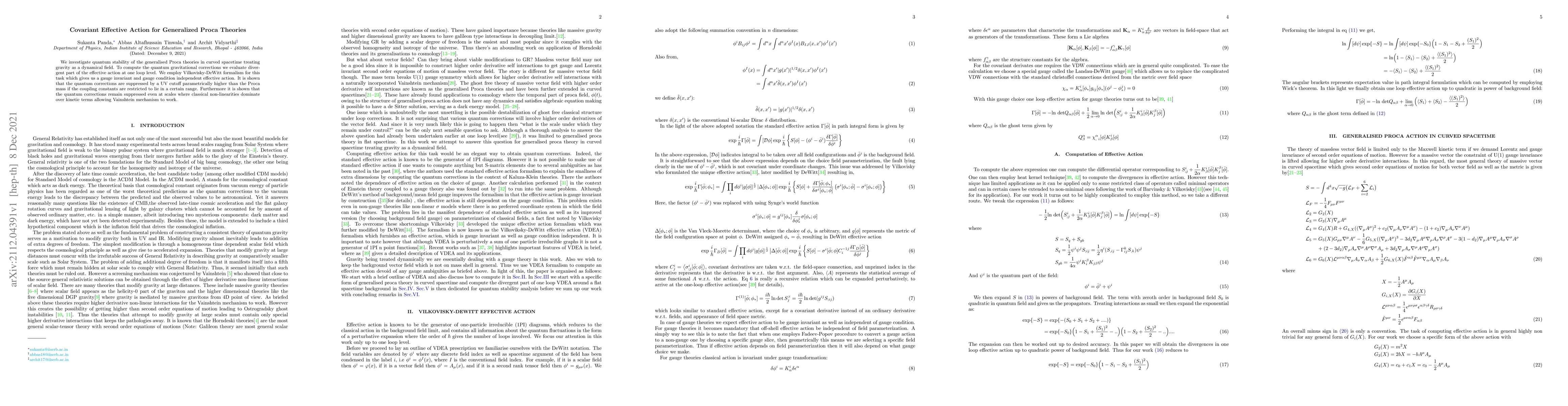 Thumbnail for Covariant Effective Action for Generalized Proca Theories