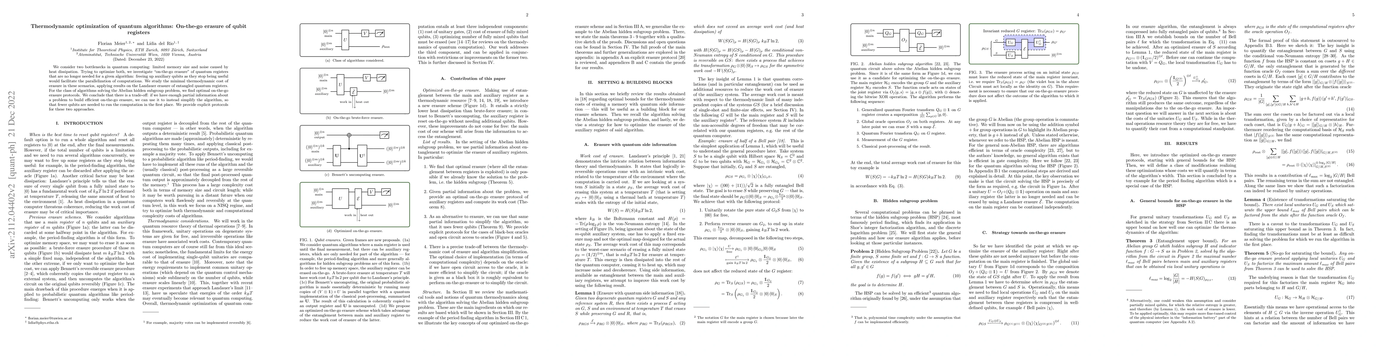 Thumbnail for Thermodynamic optimization of quantum algorithms: On-the-go erasure of
  qubit registers