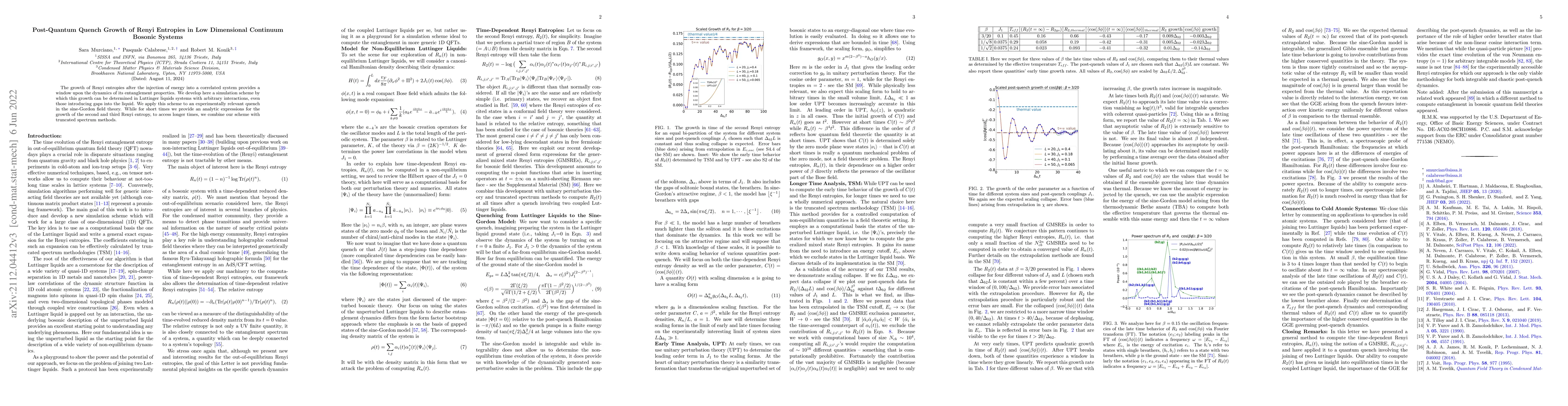 Thumbnail for Post-Quantum Quench Growth of Renyi Entropies in Low Dimensional
  Continuum Bosonic Systems