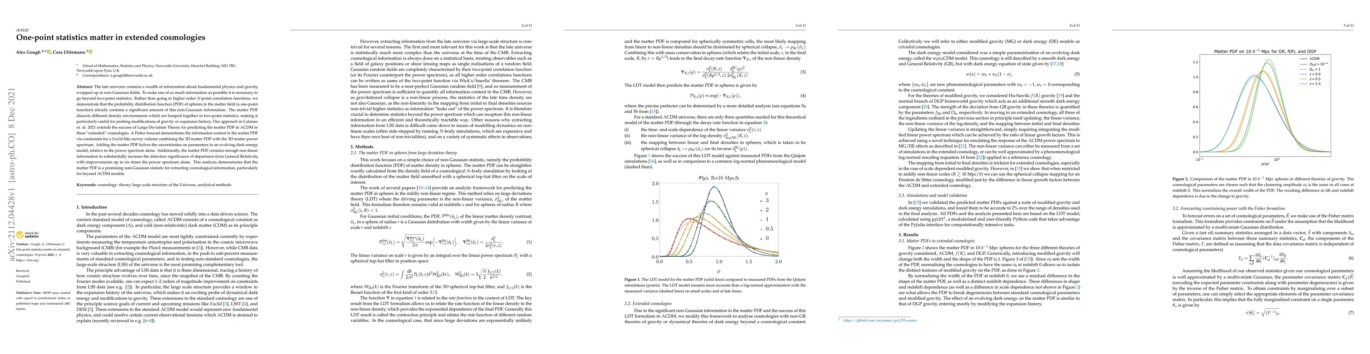Thumbnail for One-point statistics matter in extended cosmologies