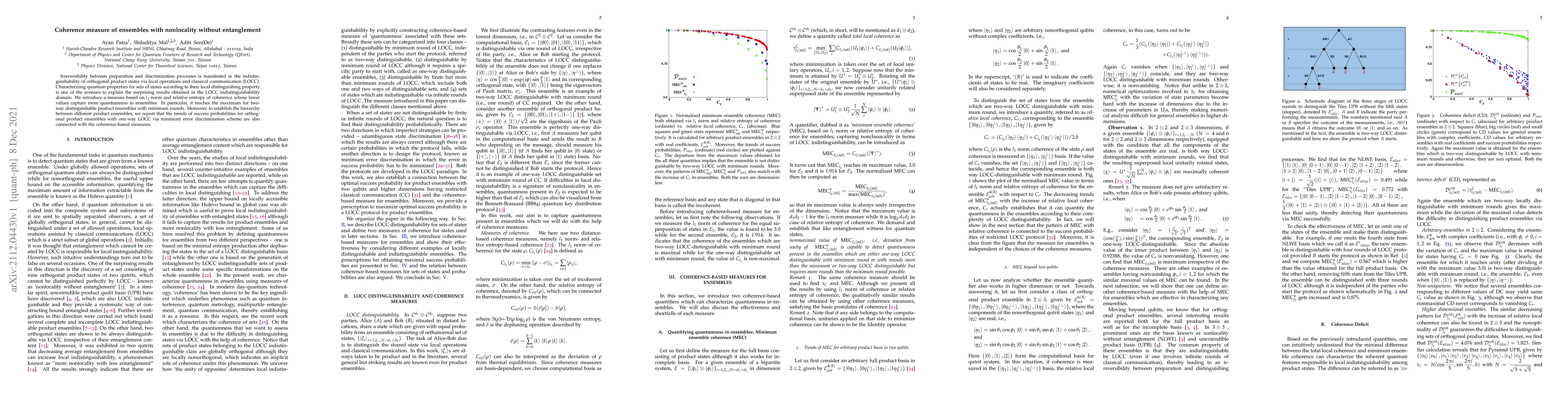 Thumbnail for Coherence measure of ensembles with nonlocality without entanglement