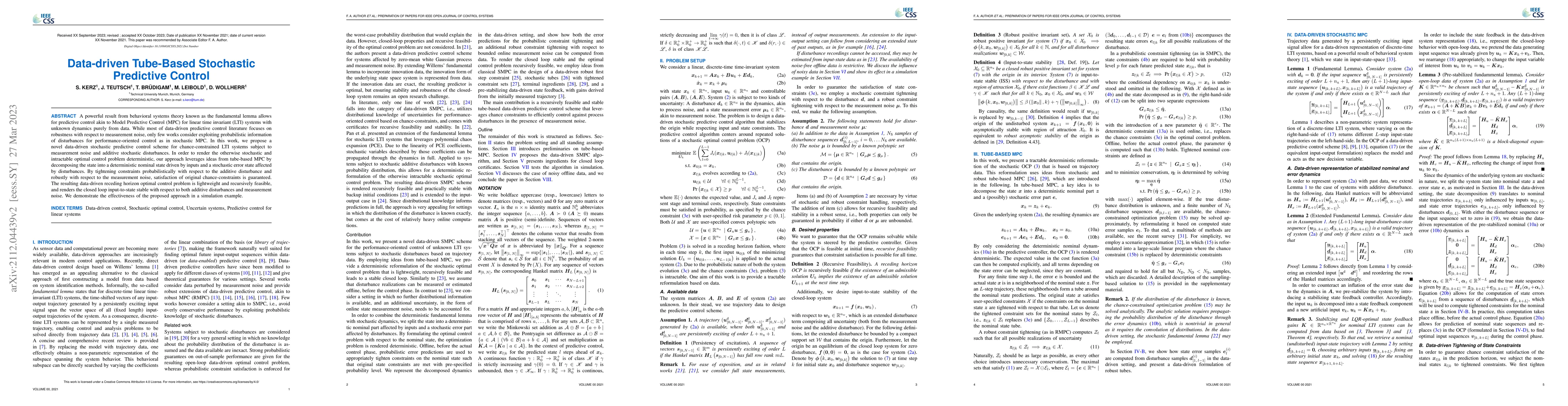 Thumbnail for Data-driven tube-based stochastic predictive control