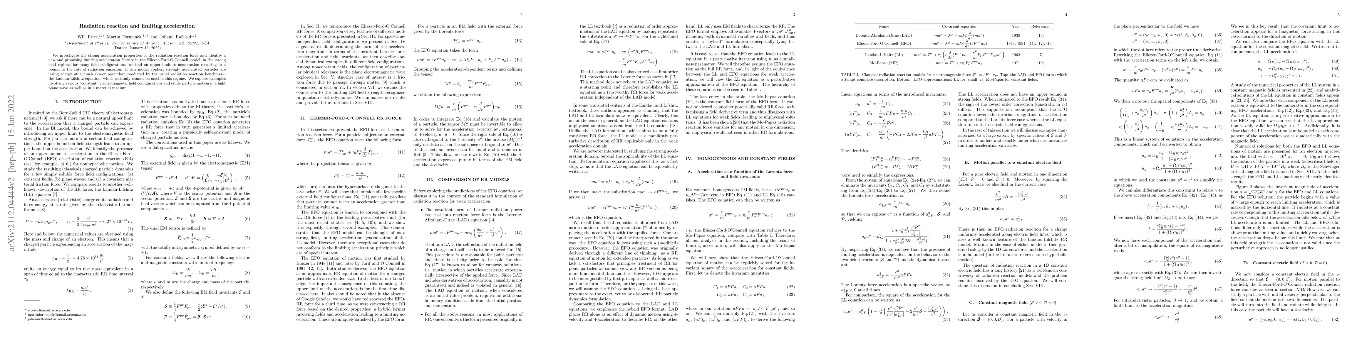 Thumbnail for Radiation reaction and limiting acceleration