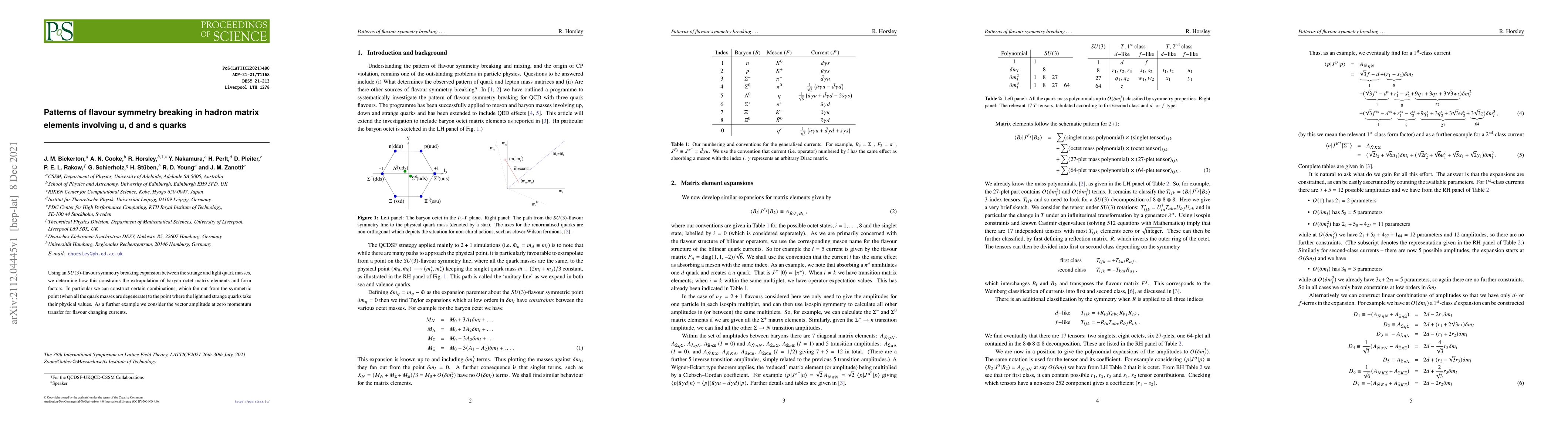Thumbnail for Patterns of flavour symmetry breaking in hadron matrix elements
  involving u, d and s quarks