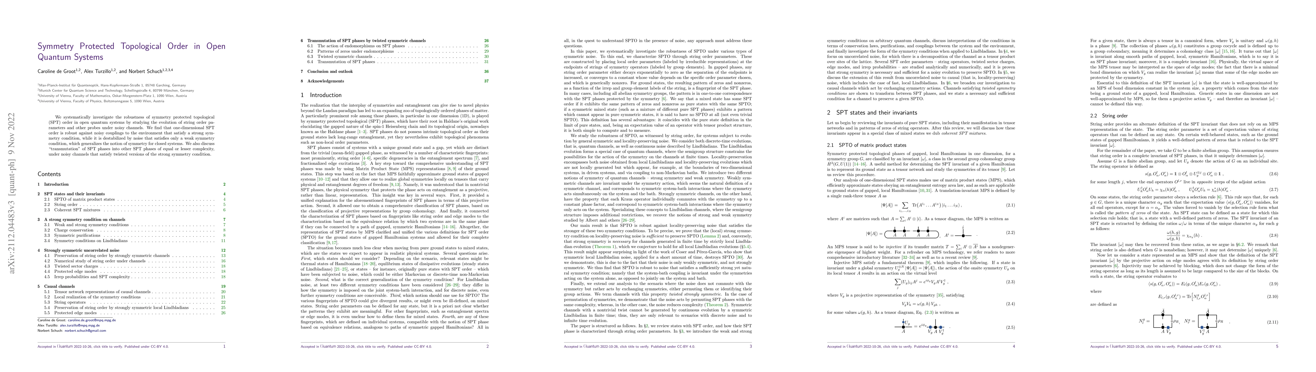 Thumbnail for Symmetry Protected Topological Order in Open Quantum Systems